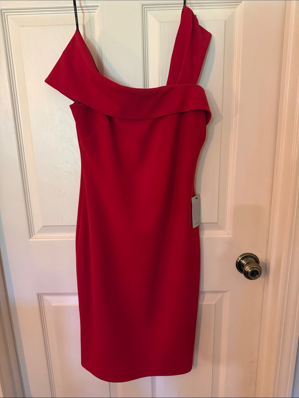 Vince Camuto Asymmetrical Off-The-Shoulder Popover Sheath Cocktail Dress